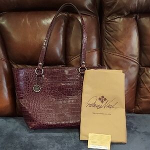 Patricia Nash Burgundy Croc-Embossed Leather Tote